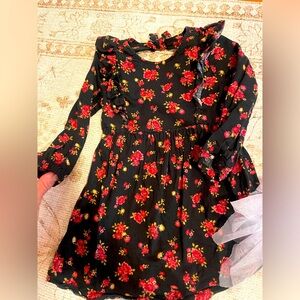 Black ruffle and flower dress with cutout back detail Toddler girl size 2
